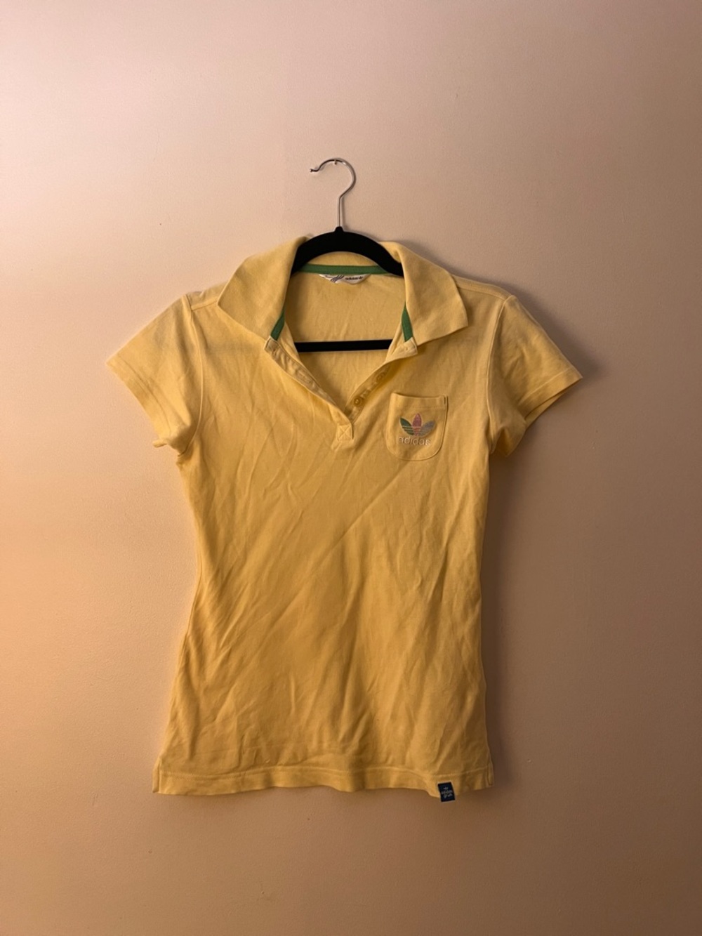 Vintage Adidas Women’s Yellow Polo Shirt
